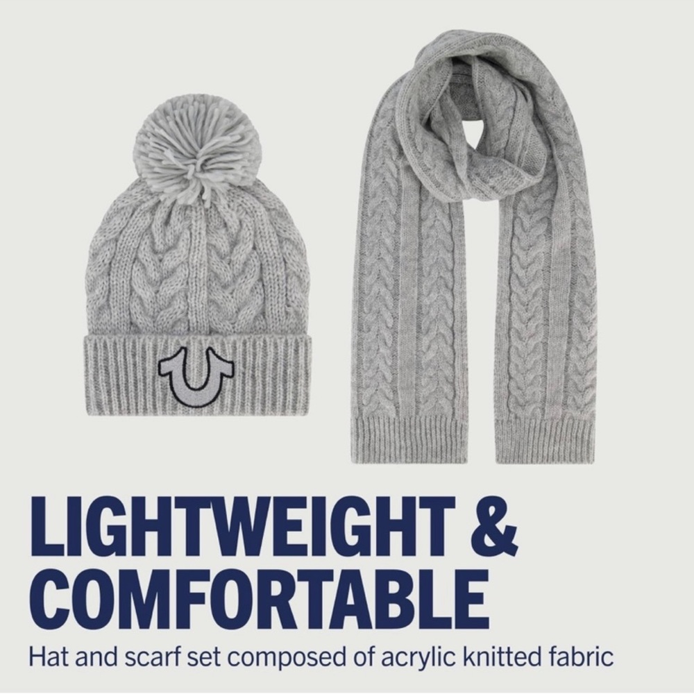 TRUE RELIGION || Gray Hat & Scarf Set. Sz. OS